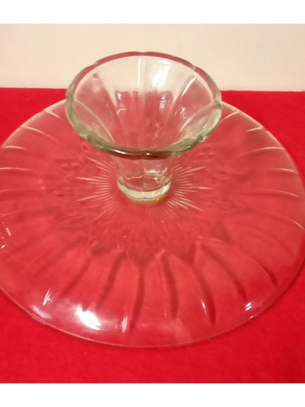 Vintage Anchor Hocking Canfield Starburst Domed Cake Stand with Pedestal